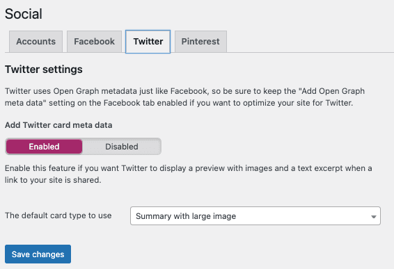 Setting up social setting in the Yoast Wordpress plugin