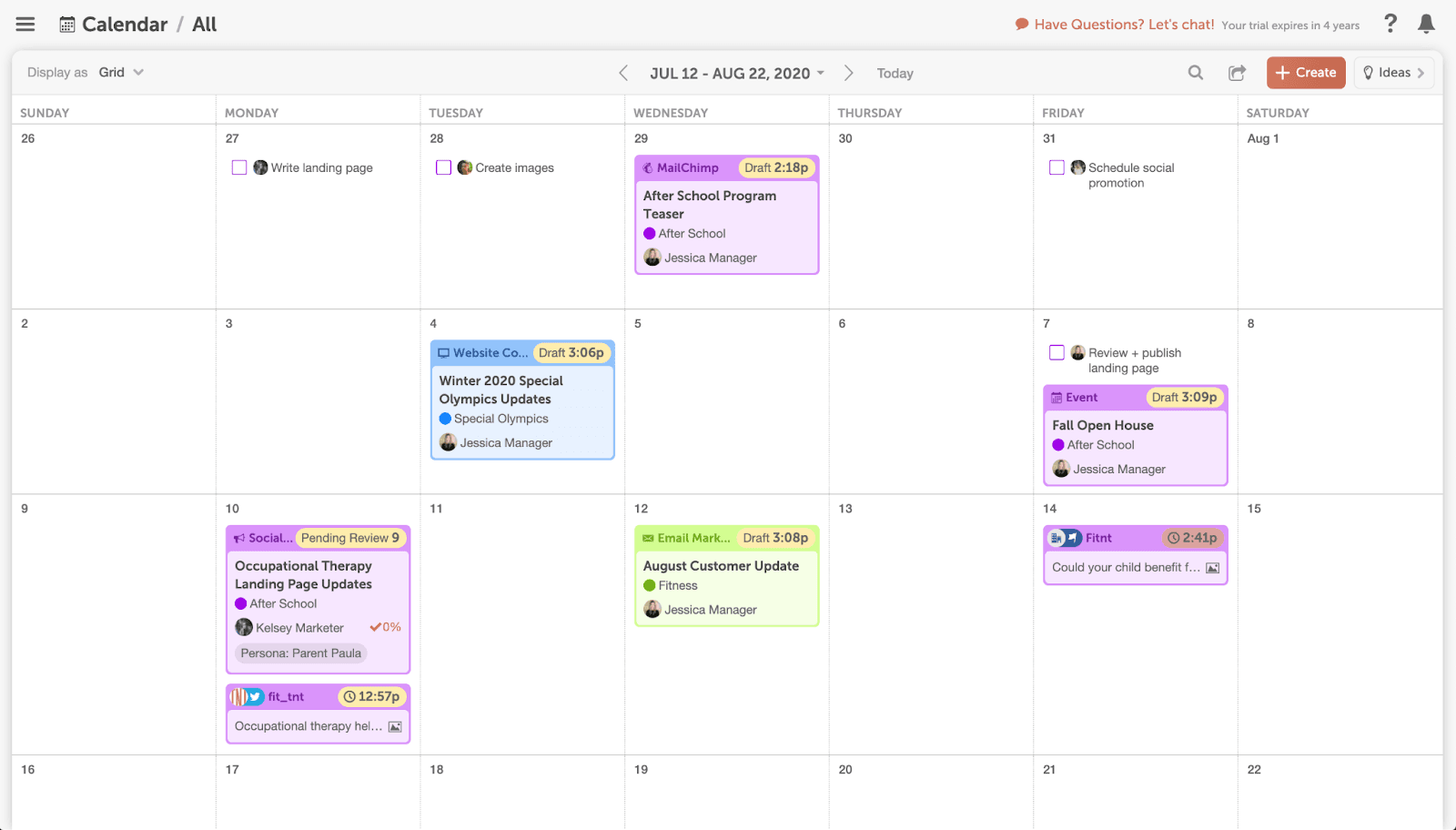 CoSchedule marketing calendar