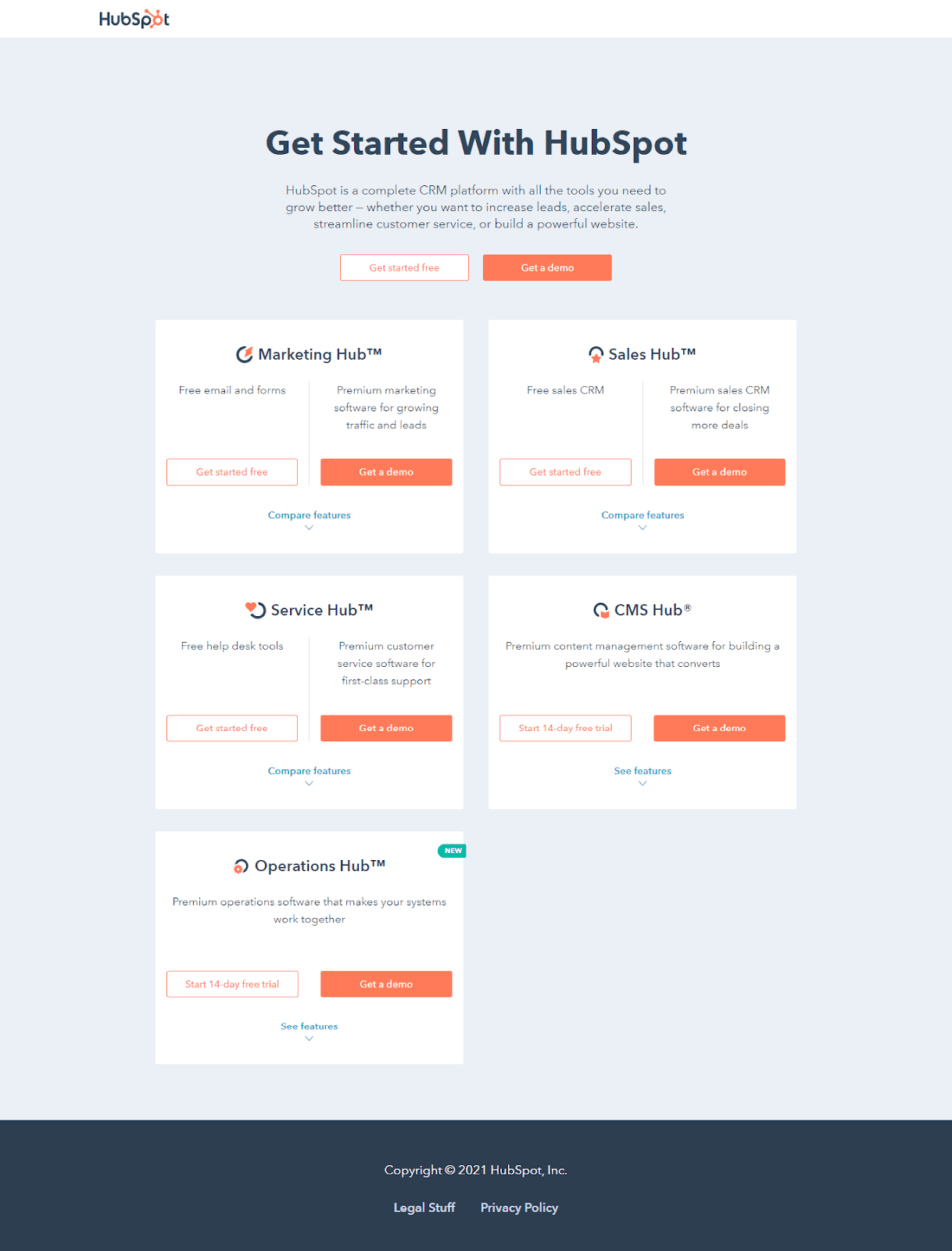 HubSpot trial options