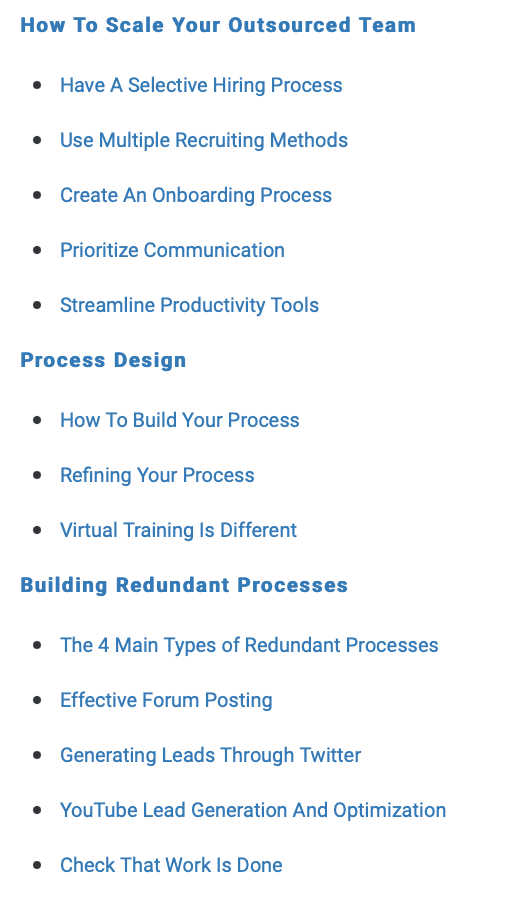 Table of contents