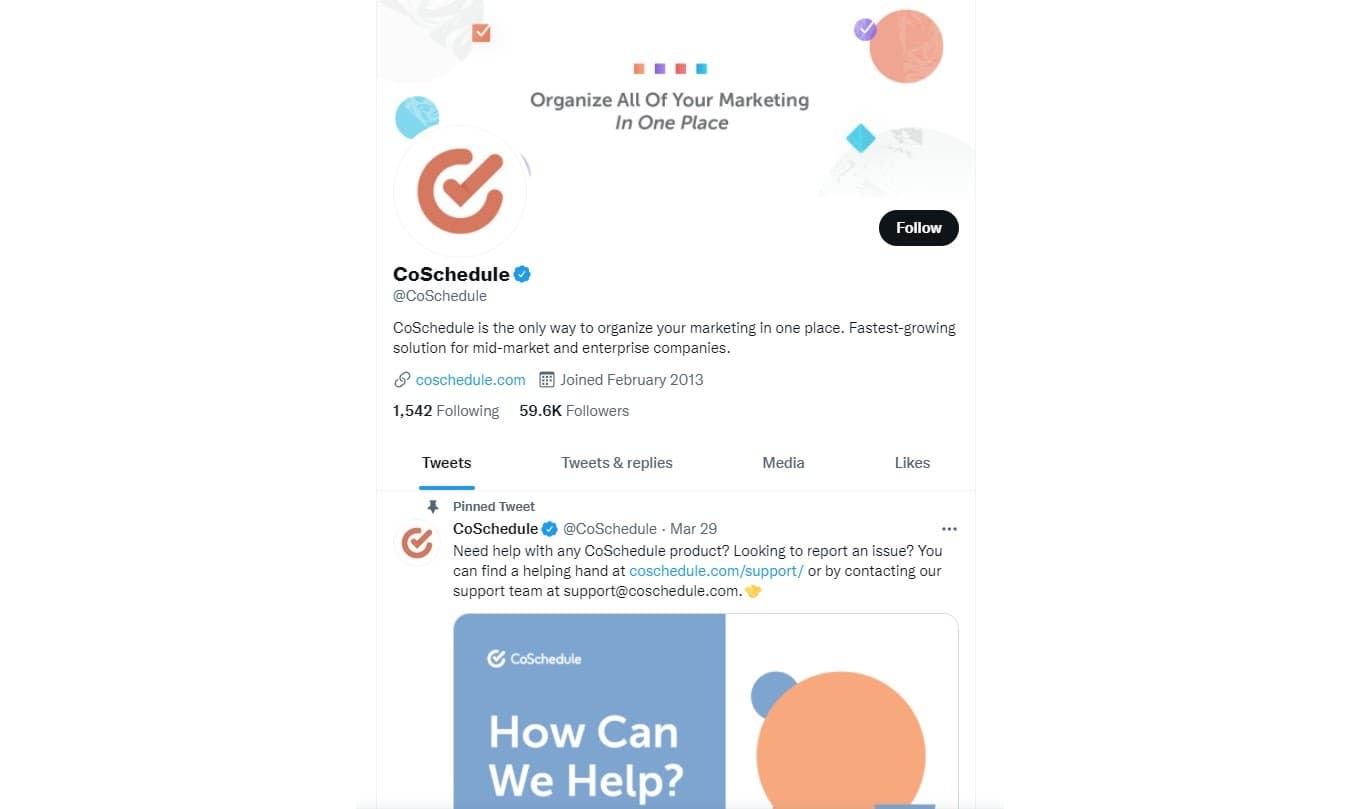 CoSchedule Twitter profile