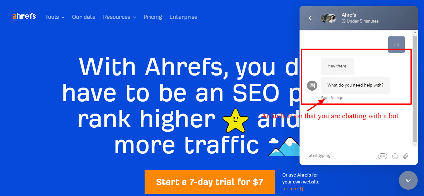 Ahrefs chatbox