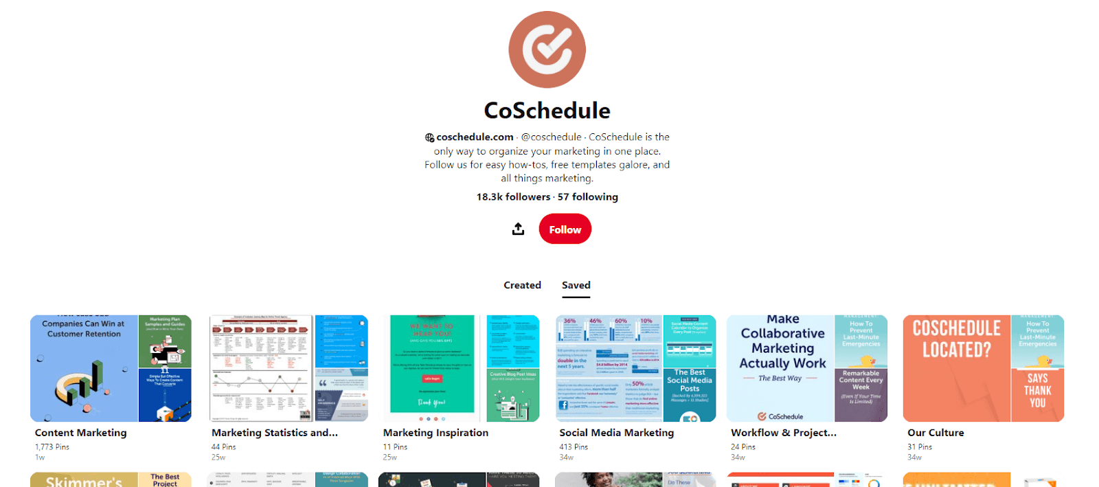 CoSchedule Pinterest profile