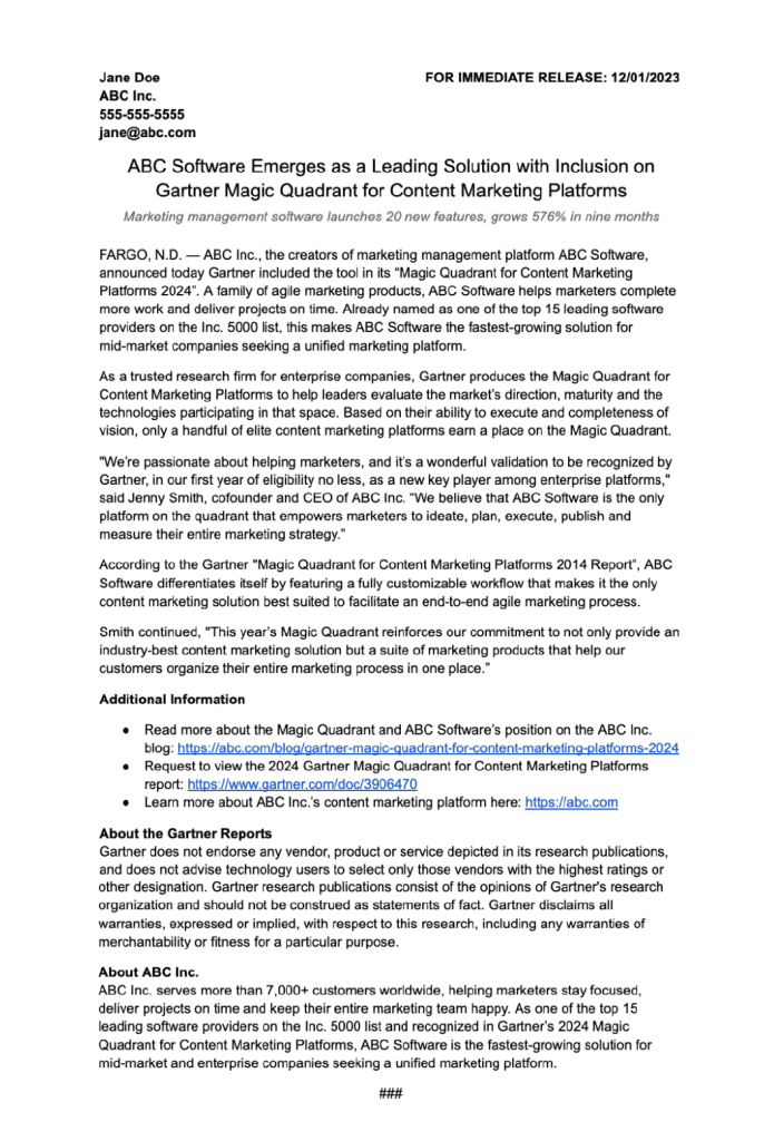 How To Write A Press Release Free Templates, 45 Examples, & Formatting