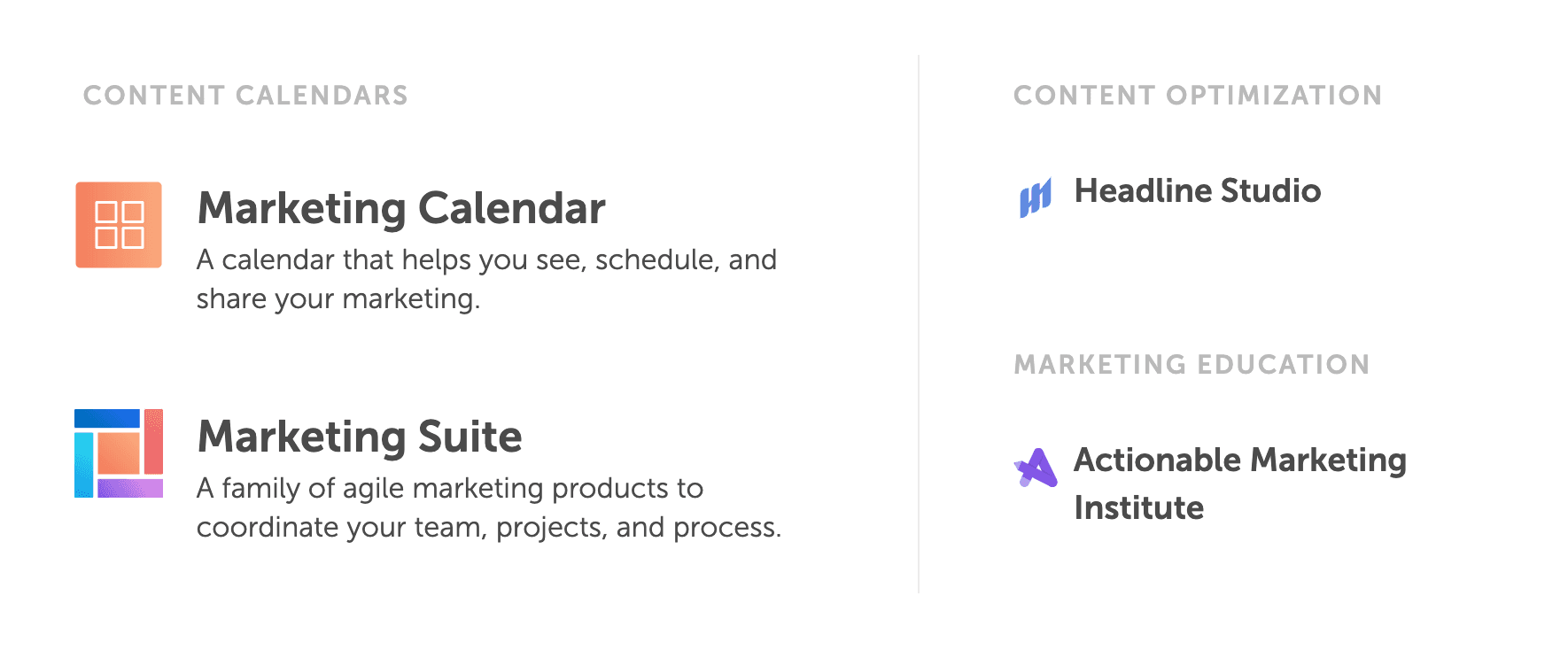 CoSchedule product & service pages