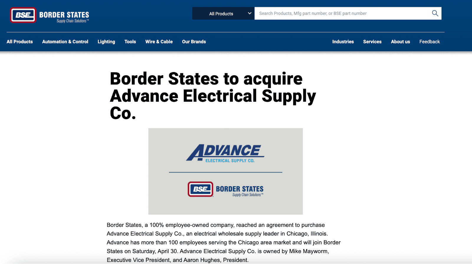 Border states electric press release about new acquisition 
