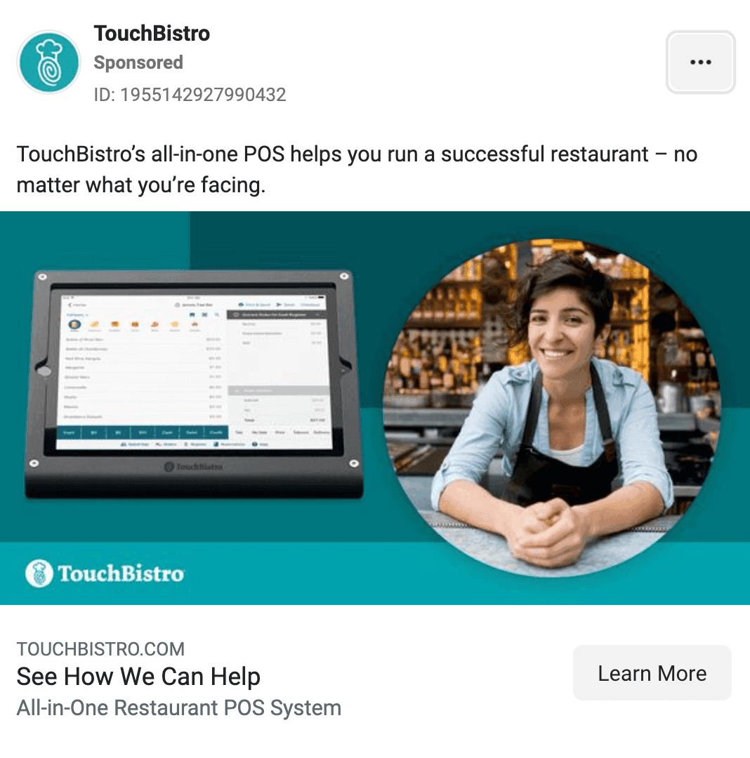 Facebook ad for TouchBistro