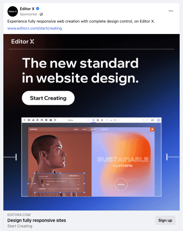 Editor X Facebook Ad
