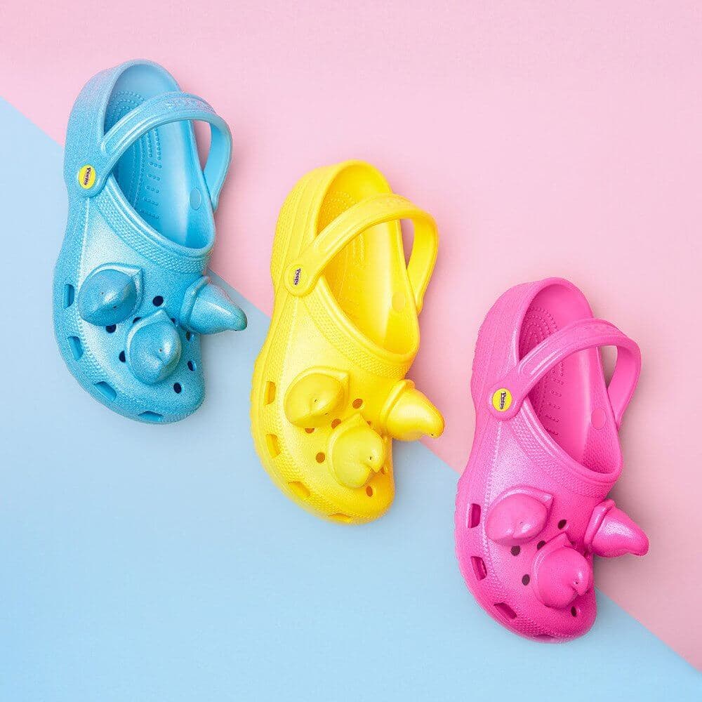 A Peeps and Crocs collaboration shoe.