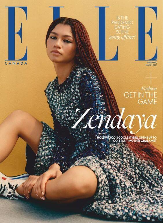 Magazine cover from Elle with Zendaya featured on the cover