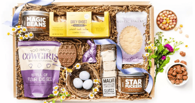 An example of a limited time Easter gift basket given out by Mouth.