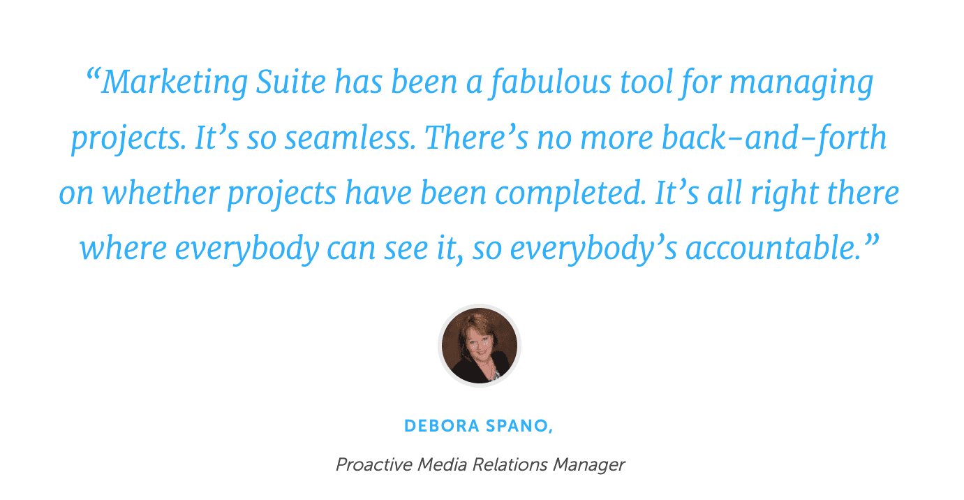Testimonial from a CoSchedule customer praising Marketing Suite
