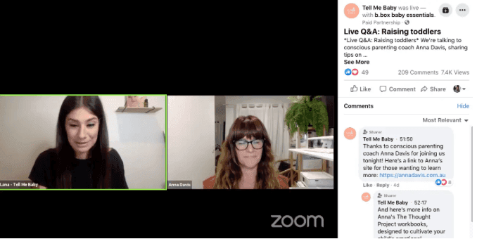 Live video marketing linkedin Q&A session on raising toddlers