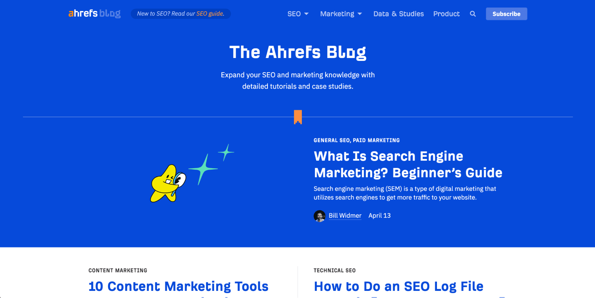 Ahrefs blog home page