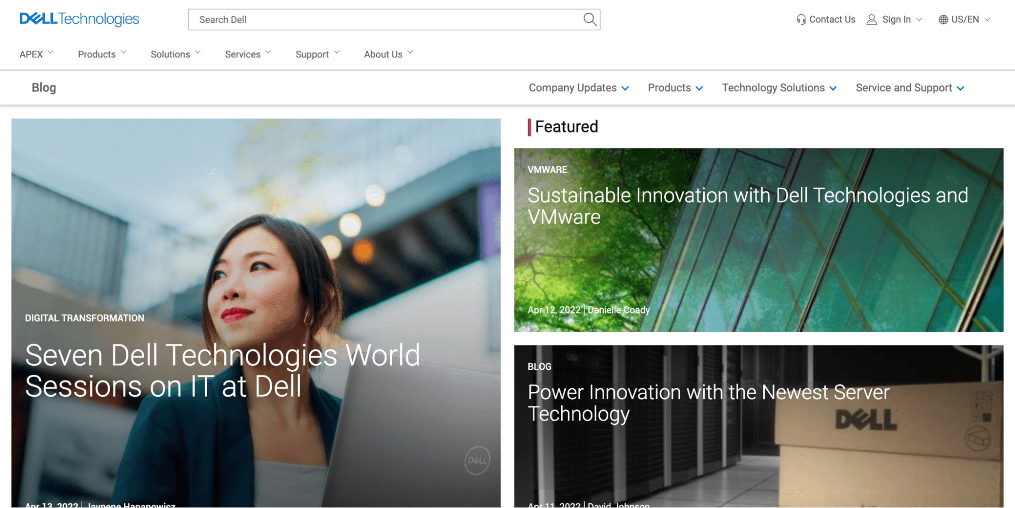 Dell blog homepage