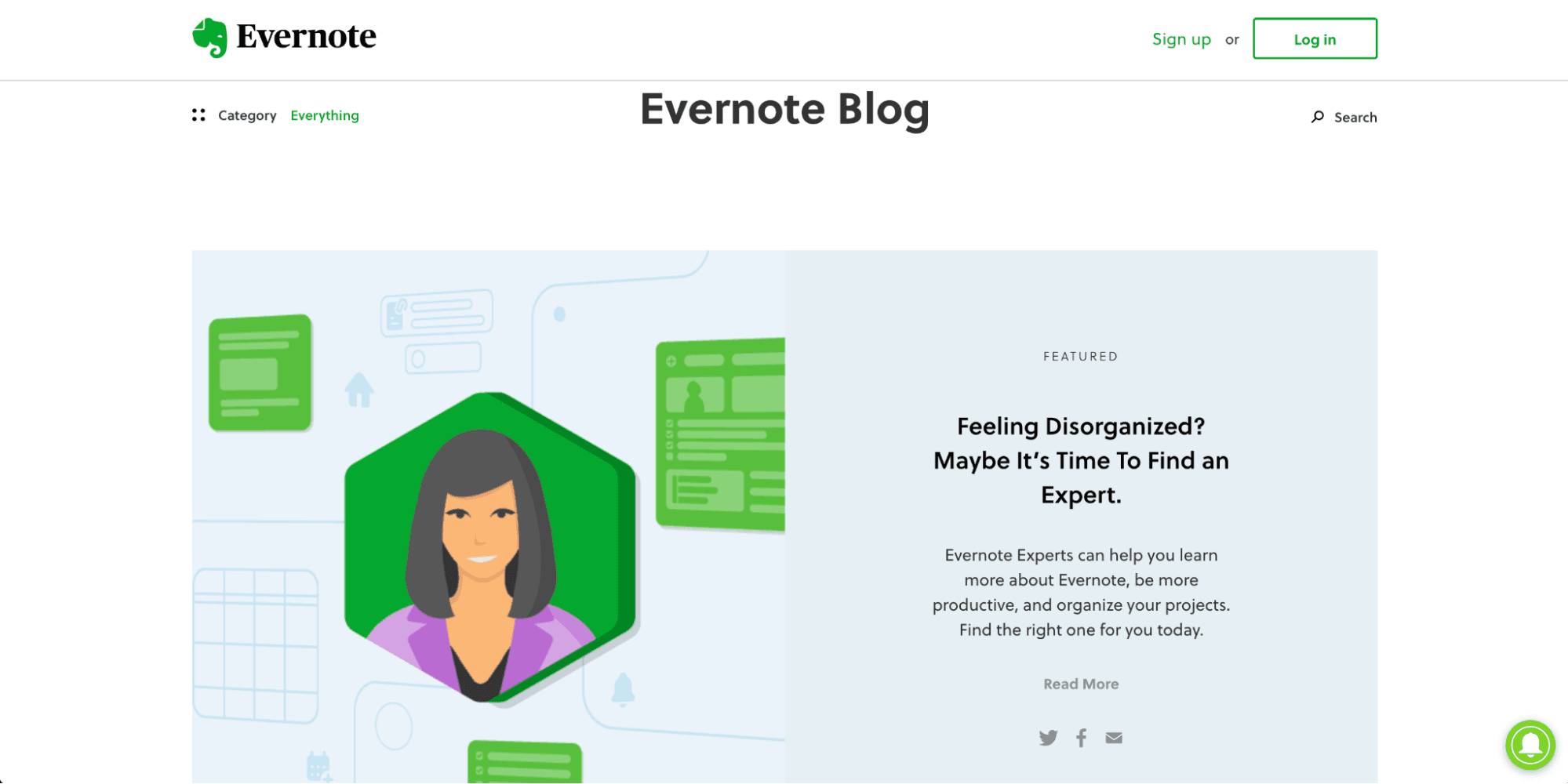 Evernote blog homepage