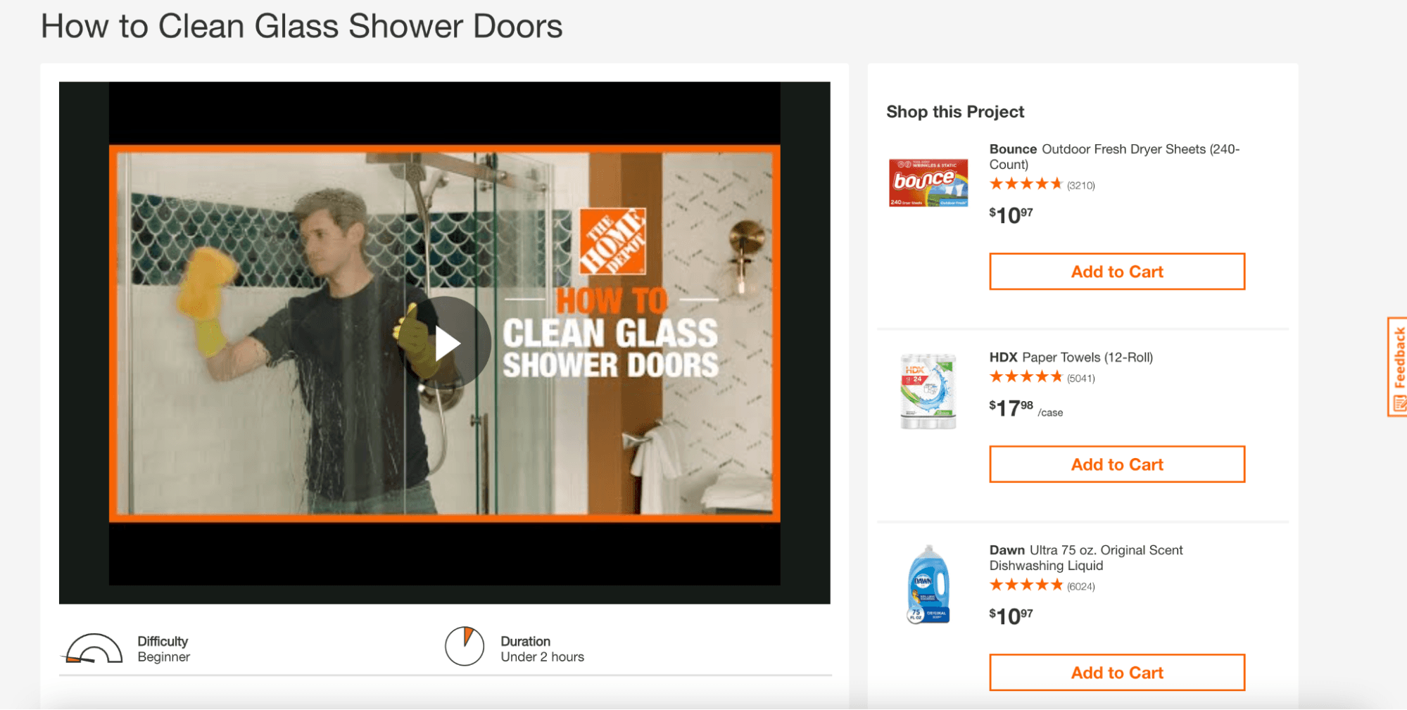 Example of a Home Depot blog video tutorial