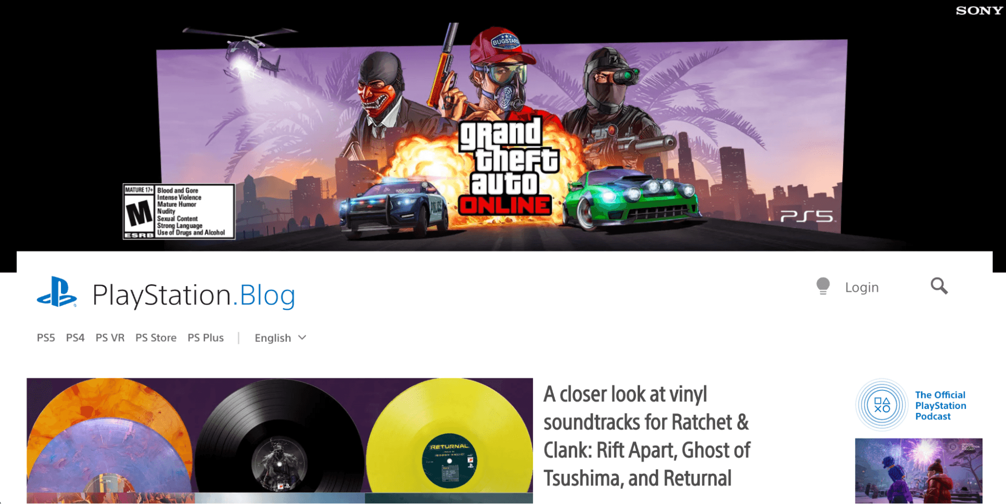 Playstation blog homepage