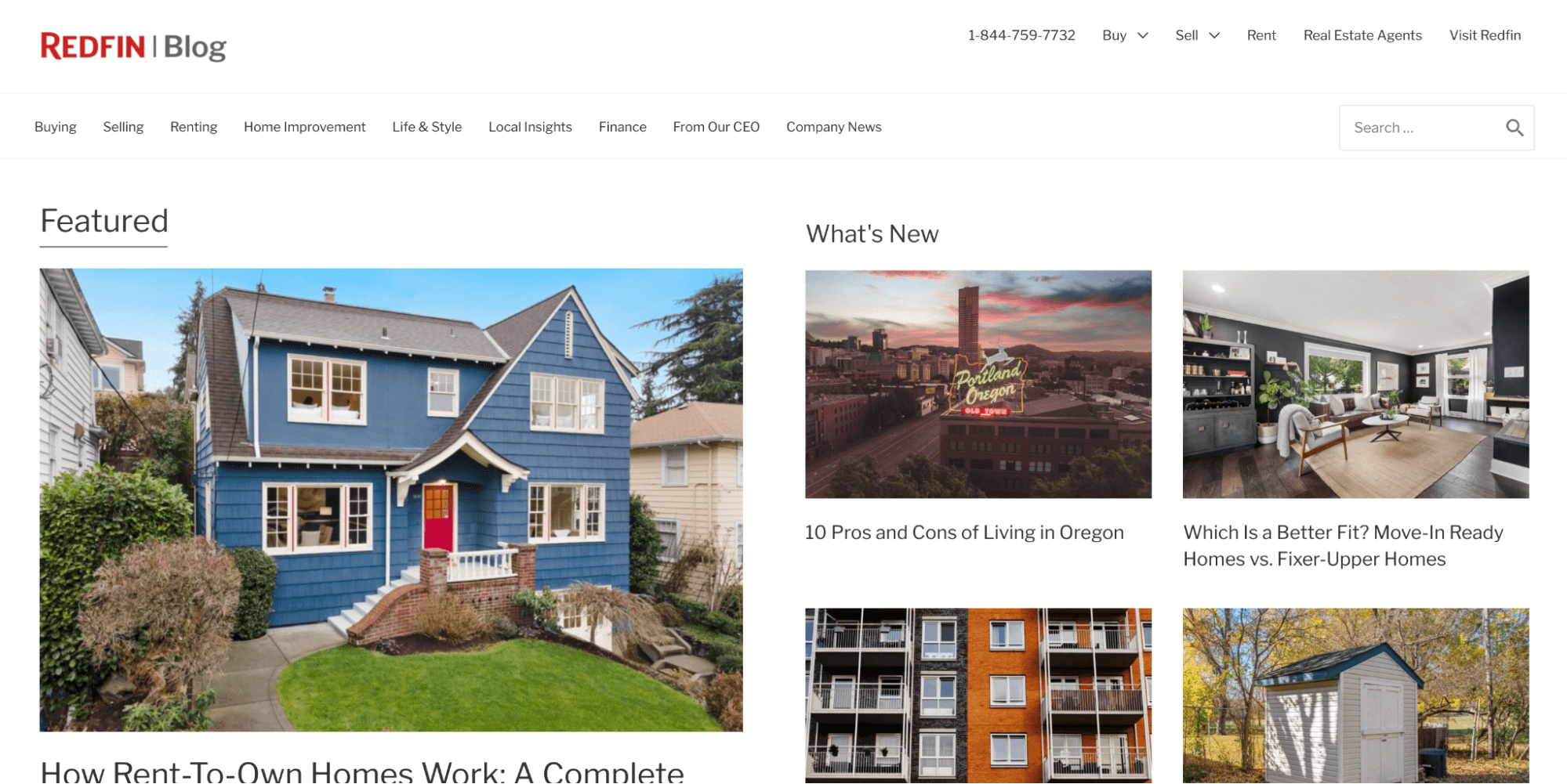 RedFin blog homepage