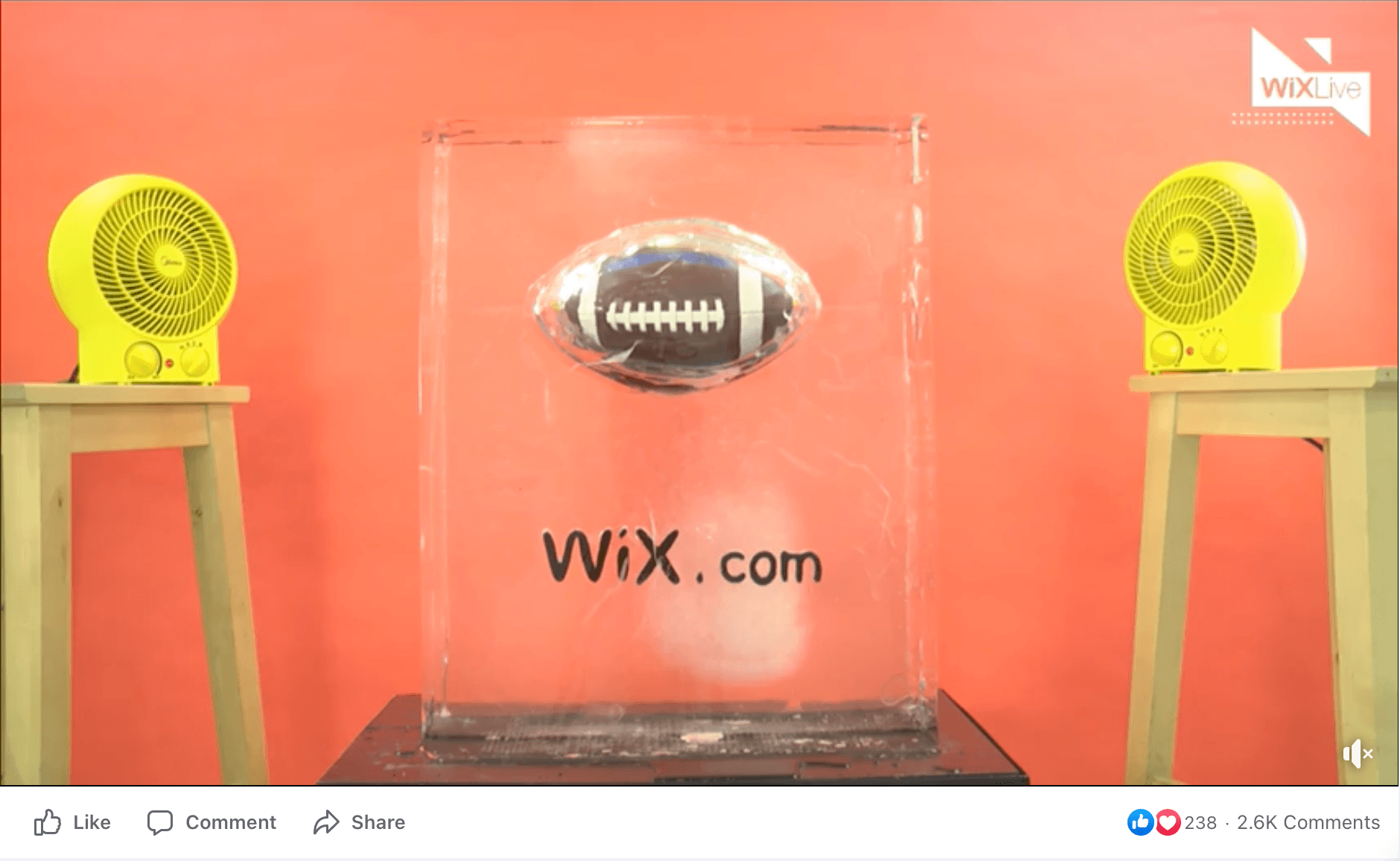 image of Wix Facebook post showing a football in ice trophy