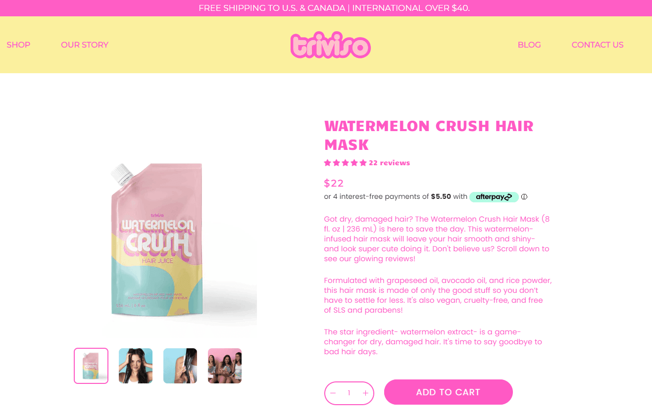 triviso watermelon hair mask product page