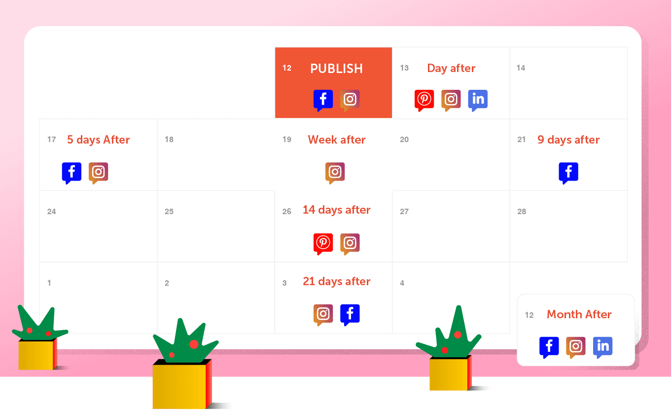 visual of a marketing calendar publish schedule