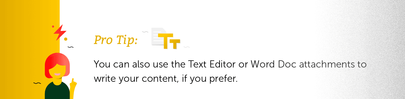illustration with pro tip about the text editor in a word doc