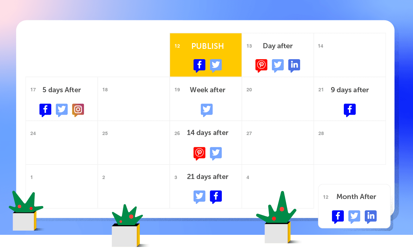 illustration of a calendar showing best times to post