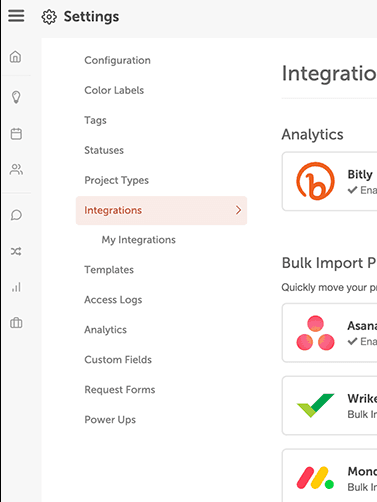 image showing settings icon in marketing calendar