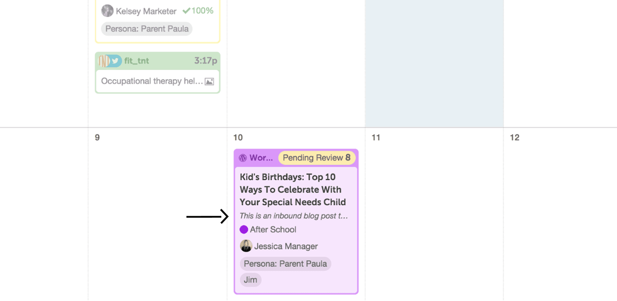 image showing description on a project in marketing calendar