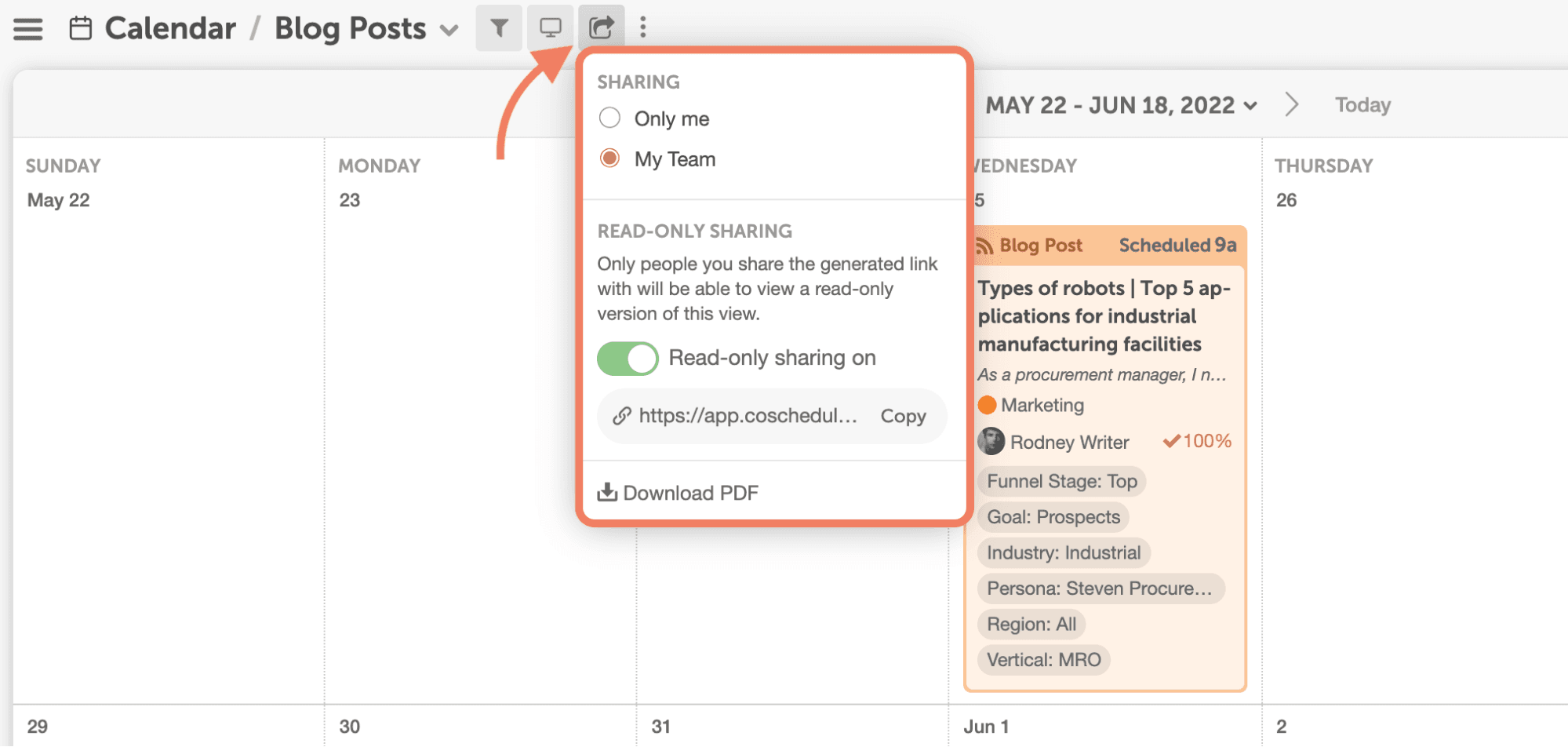 share with stakeholder in marketing calendar