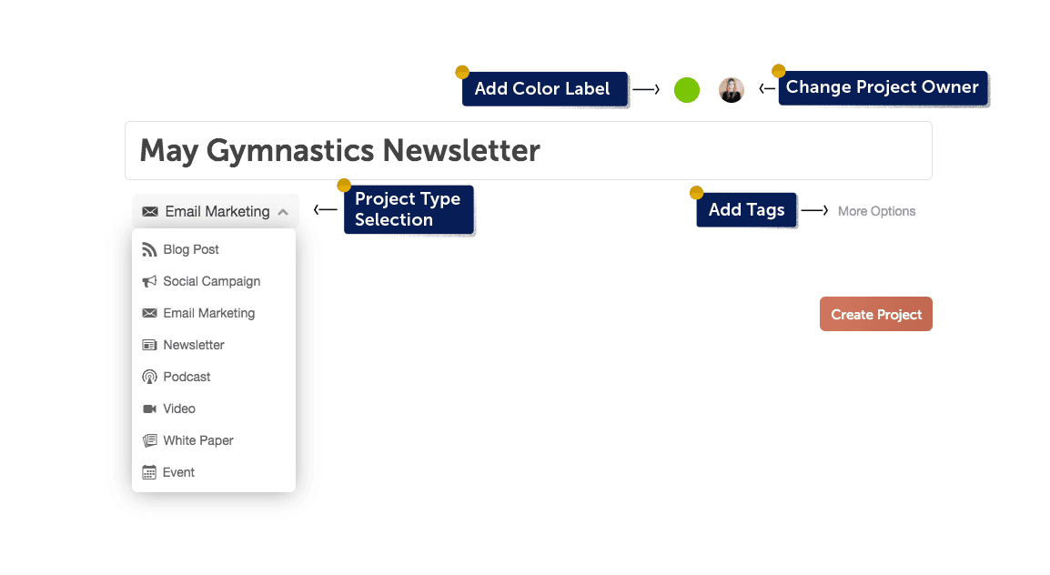 image showing project types in marketing calendar