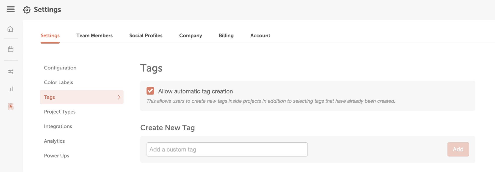 image showing tags enabled in settings