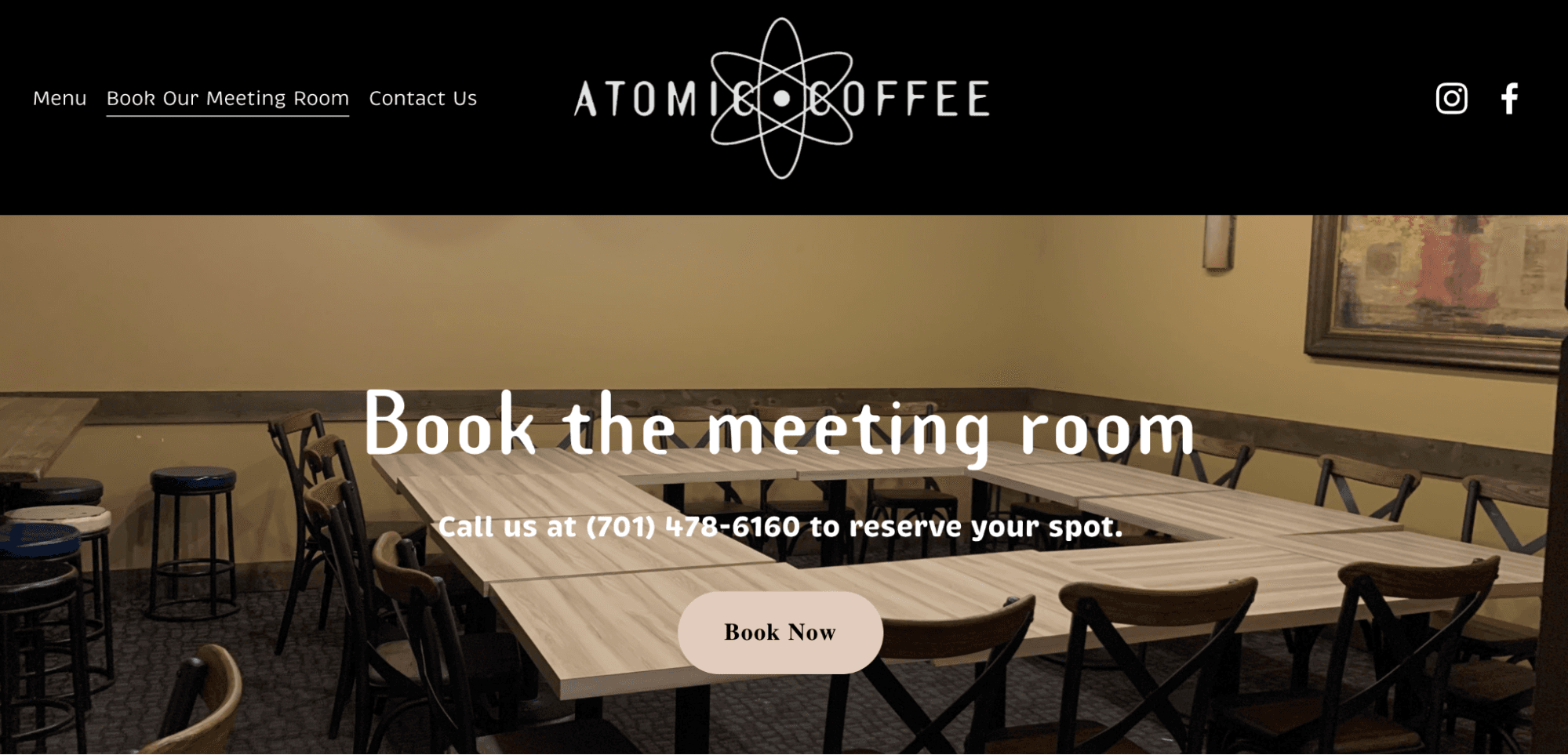 Example of offering private meeting space from Atomic Coffee