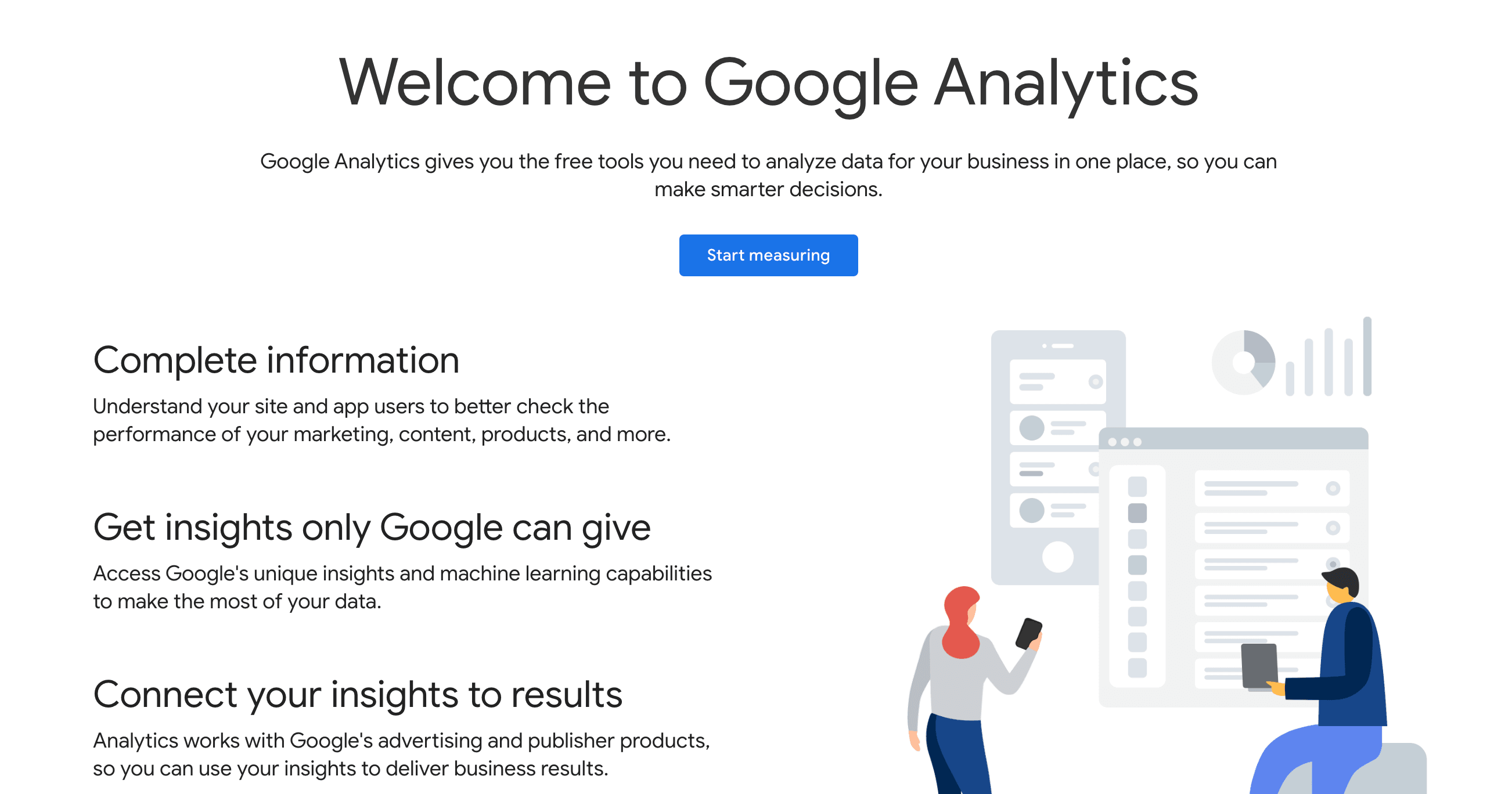 Google Analytics sign-up page