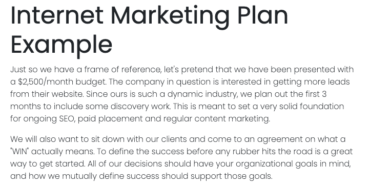Example of an internet marketing plan example