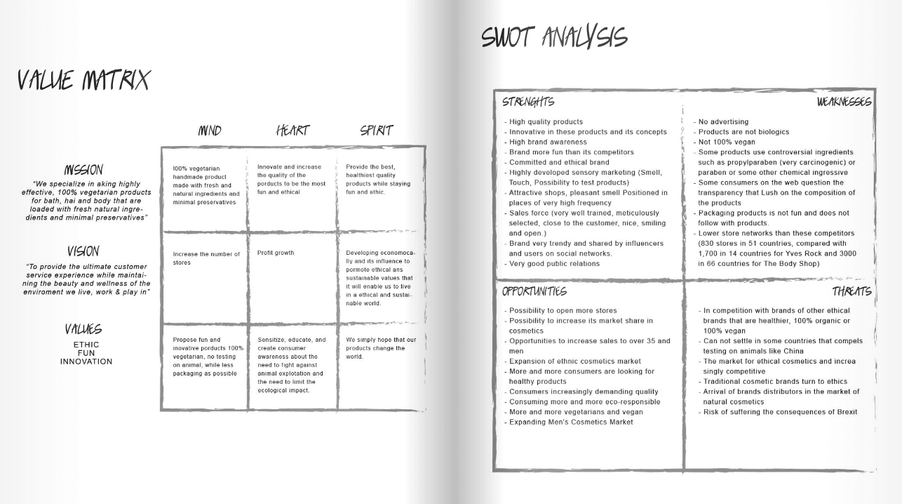 Example of SWOT analysis from Lush