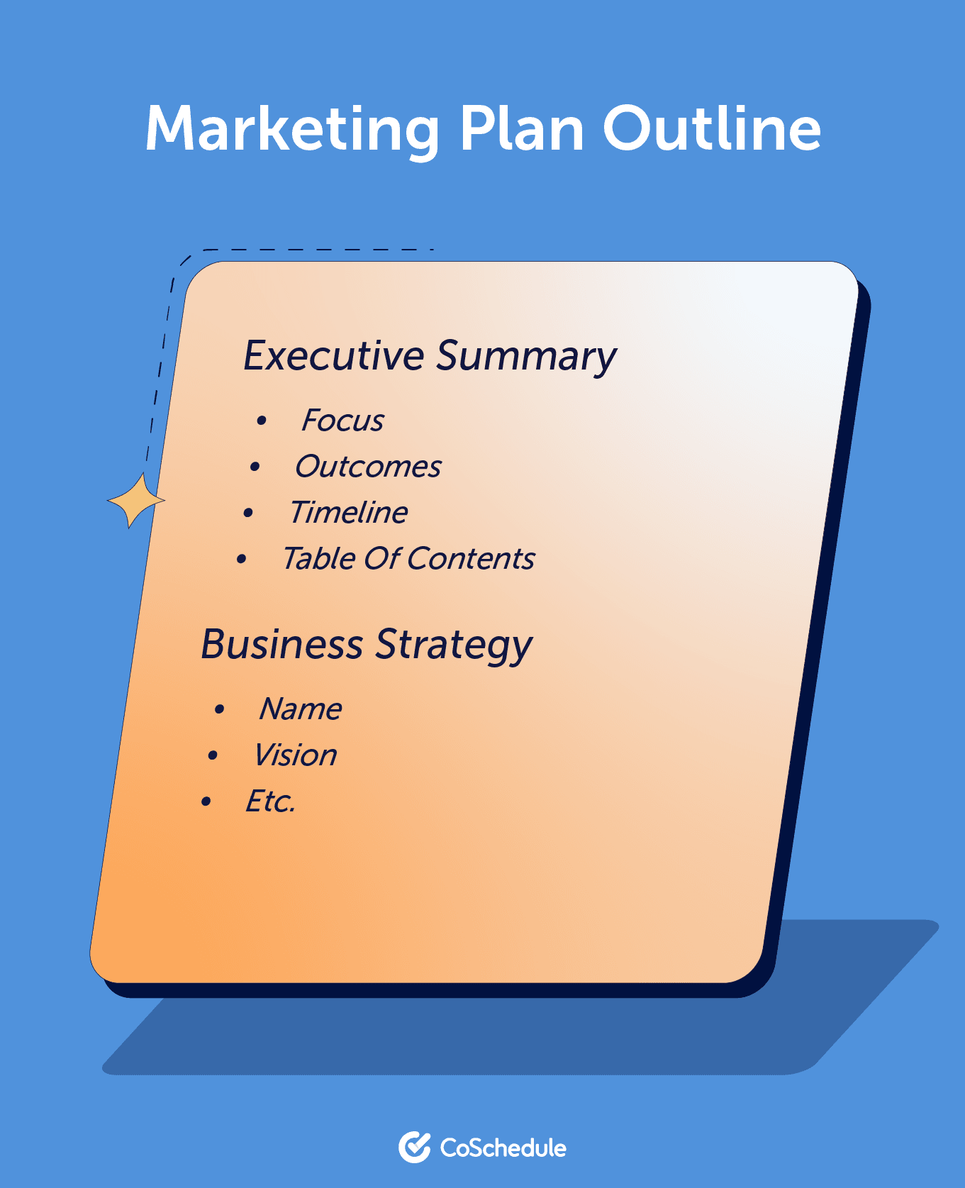 A brief overview of a Marking Plan Outline.