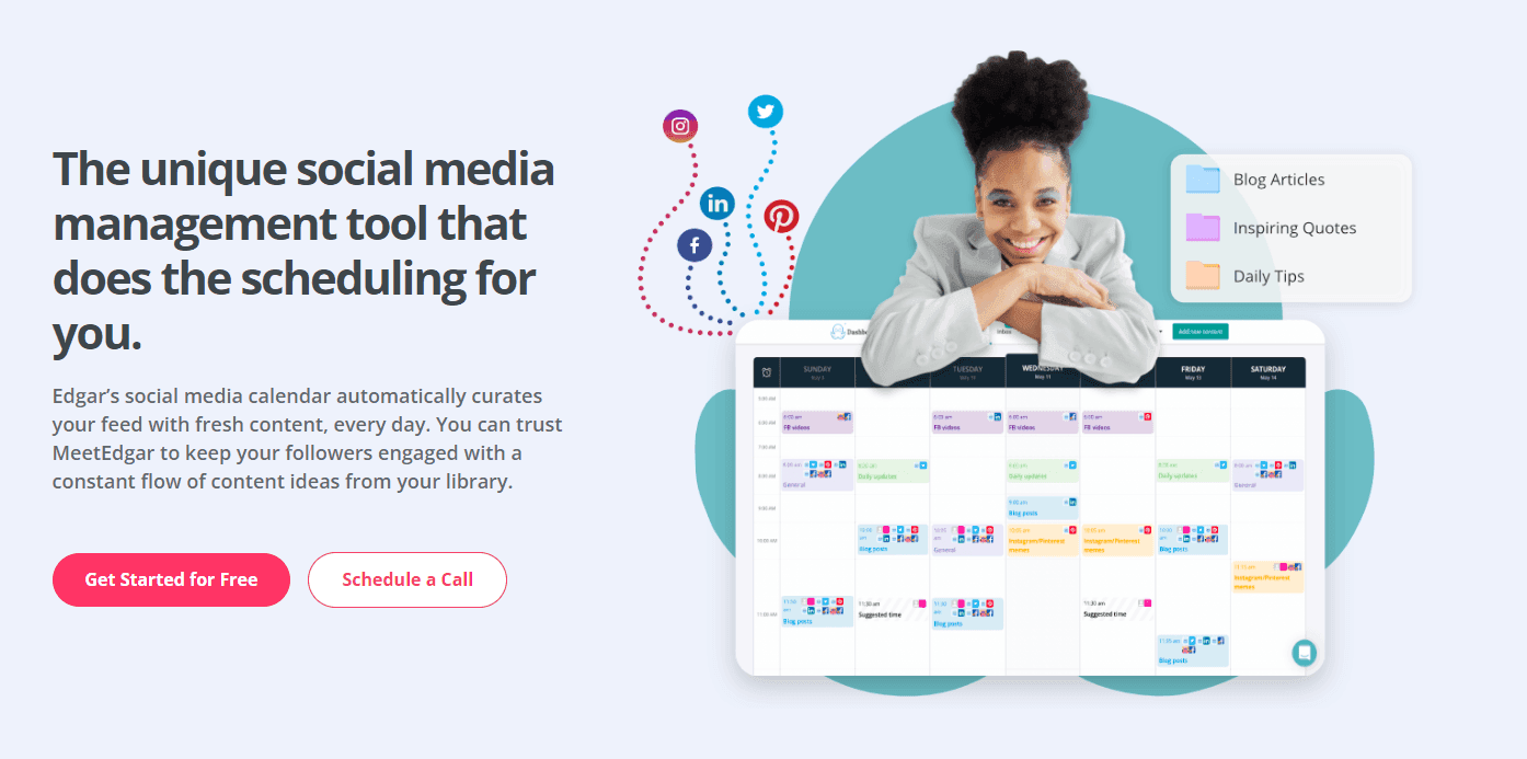 MeetEdgar uses automation in their calendar for a social media marketing strategy