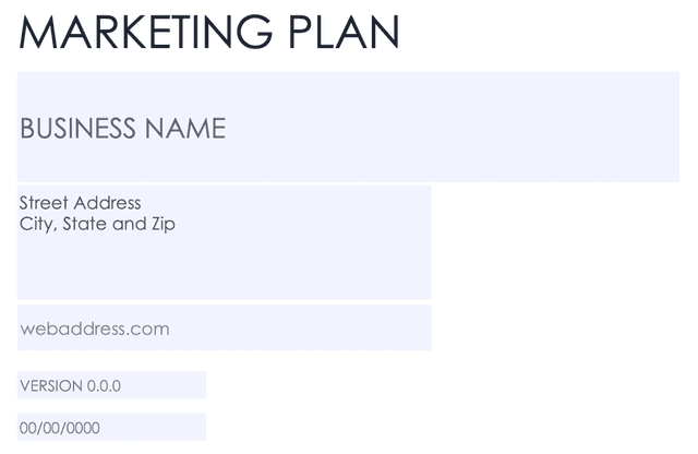 Example of a marketing plan cover page