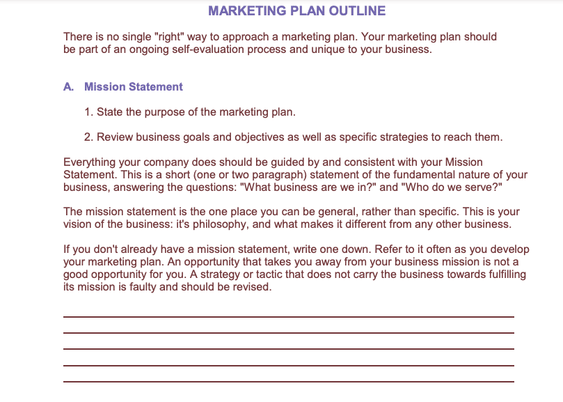 Example of a marketing plan outline