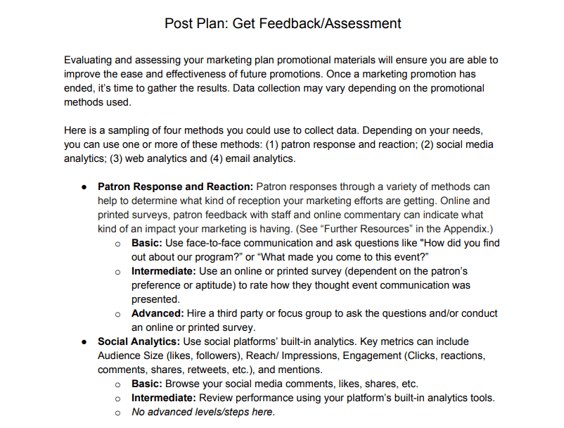 Example of a revision plan template for after receiving reviews and feedback