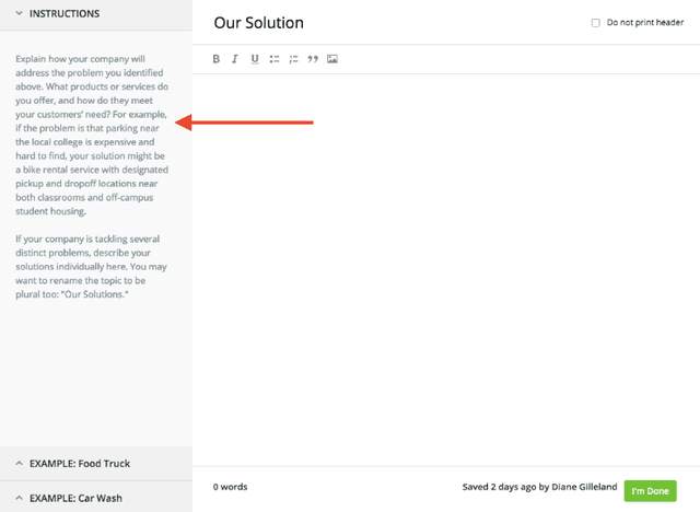 Example of a sample plan