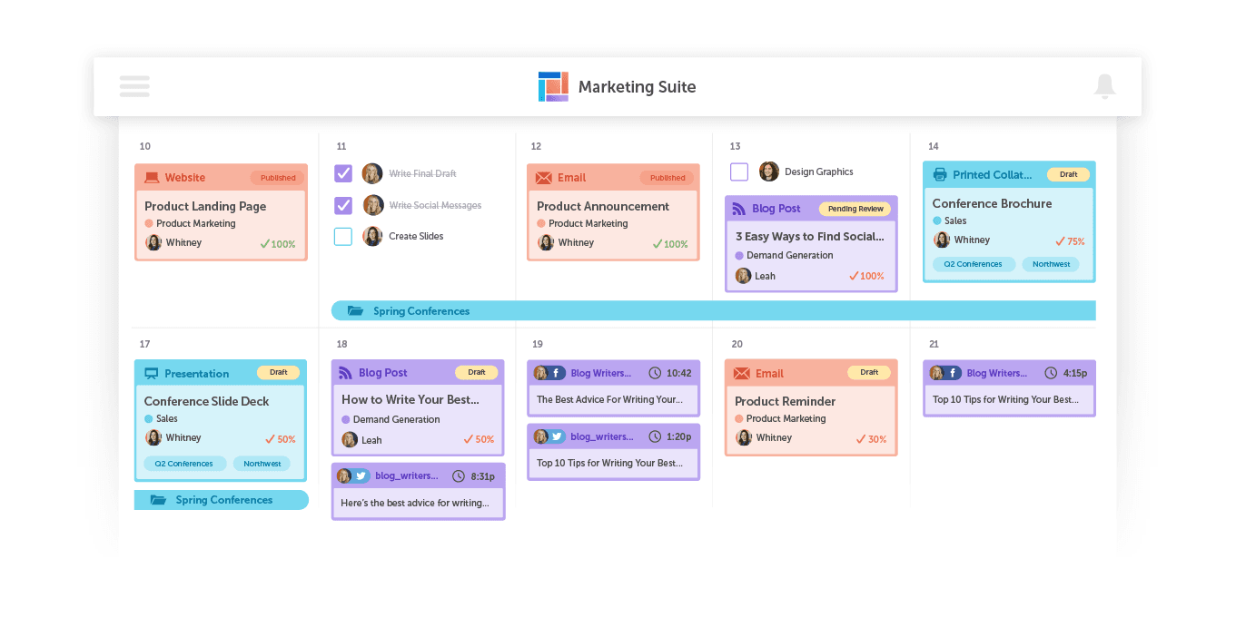 CoSchedule's marketing calendar for marketing work management 