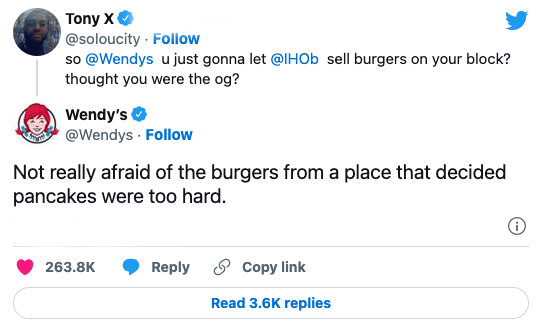 Social media humor between wendys and iHop