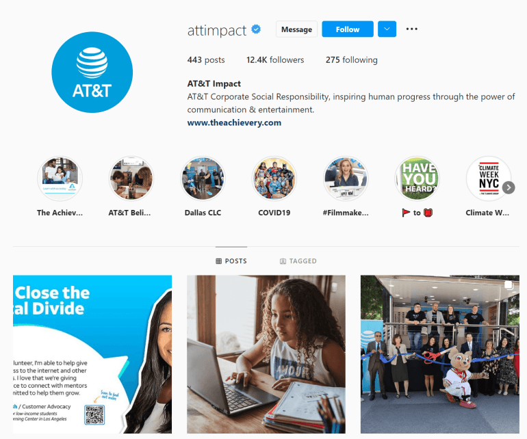 AT&T social media page about how they invest into the futures of their employees 