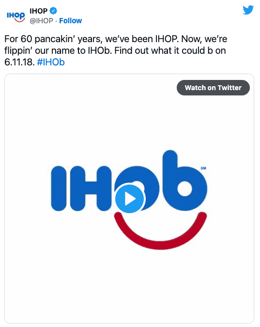 iHop announcing name change to iHob