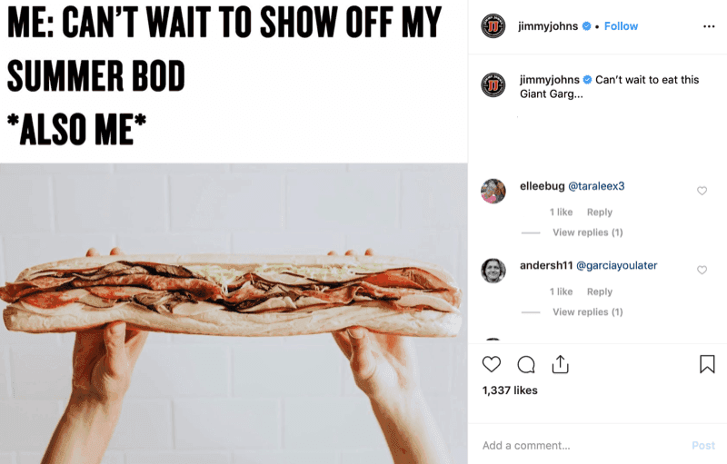 Jimmy Johns sub sandwich meme