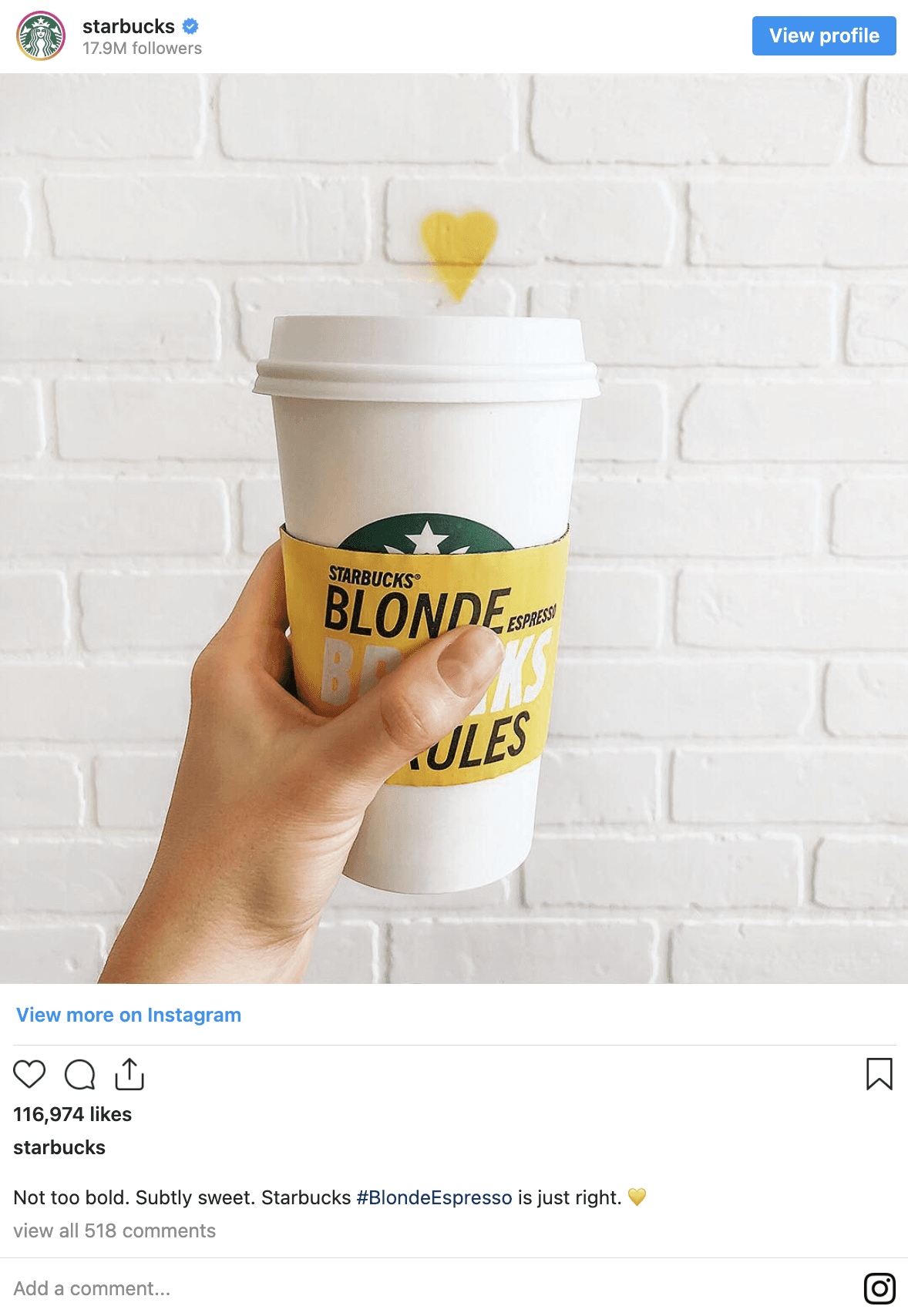 Social media post from Starbucks
