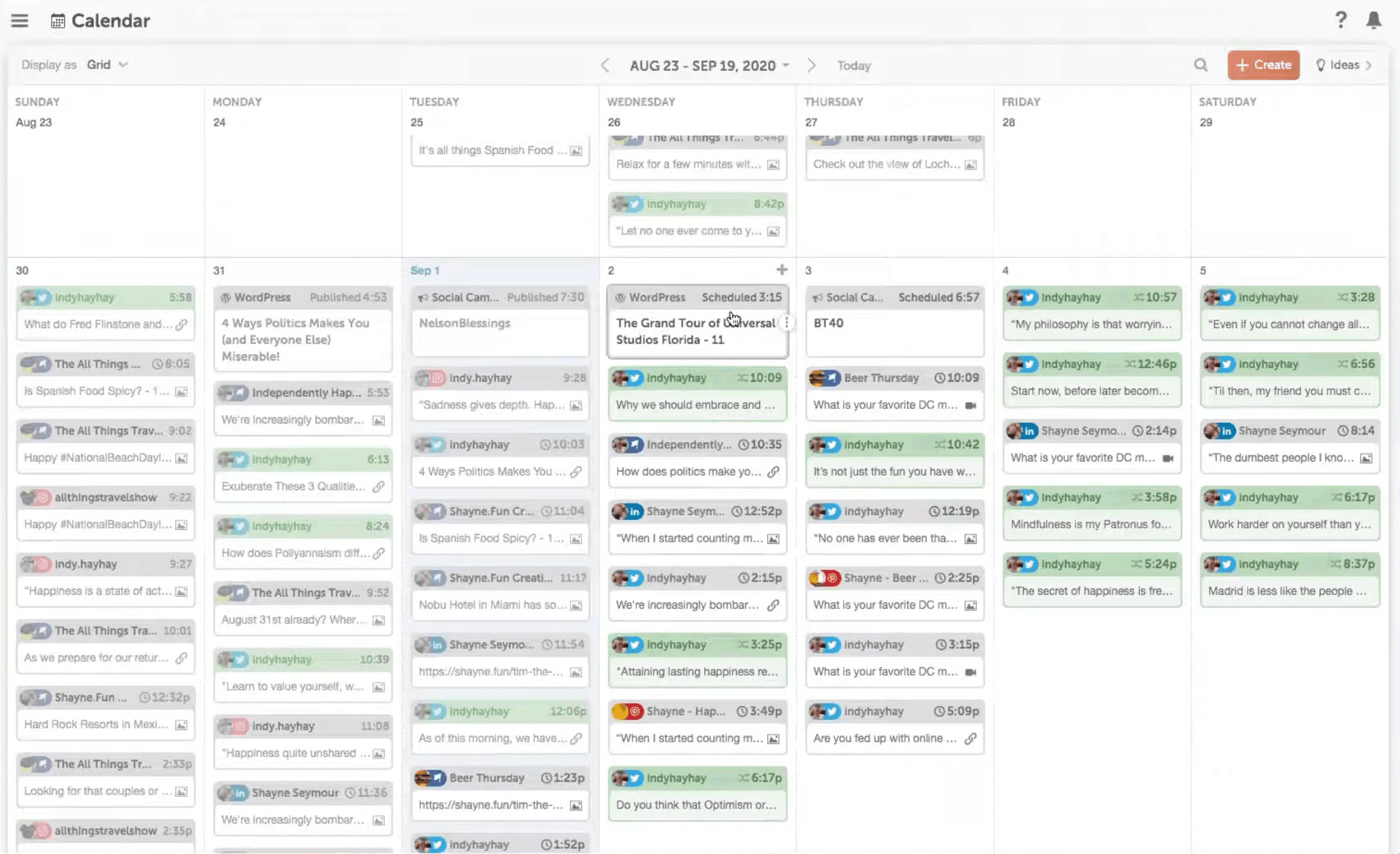 Screenshot of Shayne's CoSchedule usage for social media campaigns 